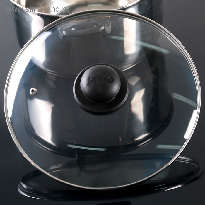 фото Крышка для сковороды и кастрюли стеклянная, d=26 см, с пластиковой ручкой jarko