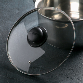 Крышка для сковороды и кастрюли стеклянная, d=24 см, с пластиковой ручкой Ош