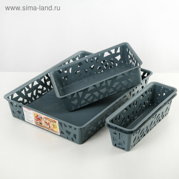 фото Набор корзинок для хранения «универсальные», 4 шт, цвет микс econova