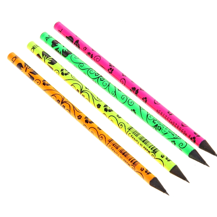 Карандаш чернографитный дизайн Adel Blackline FLOWERS 209-1198-000 черное дерево микс*4 вида 814100