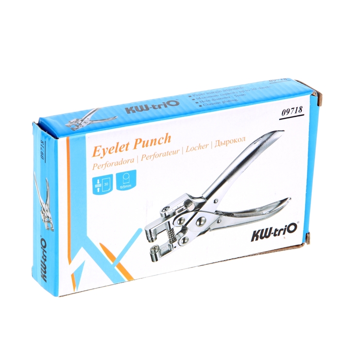 Дырокол KW-trio 9718 для пробивания 1 отверстия с установкой люверса