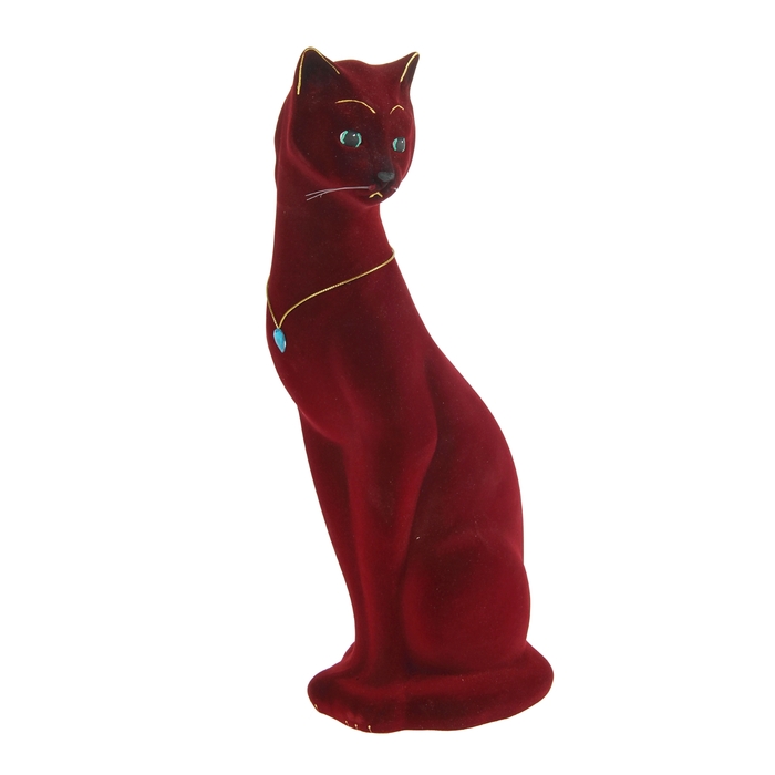 Копилка "Кошка Джесси" большая, флок, бордовая