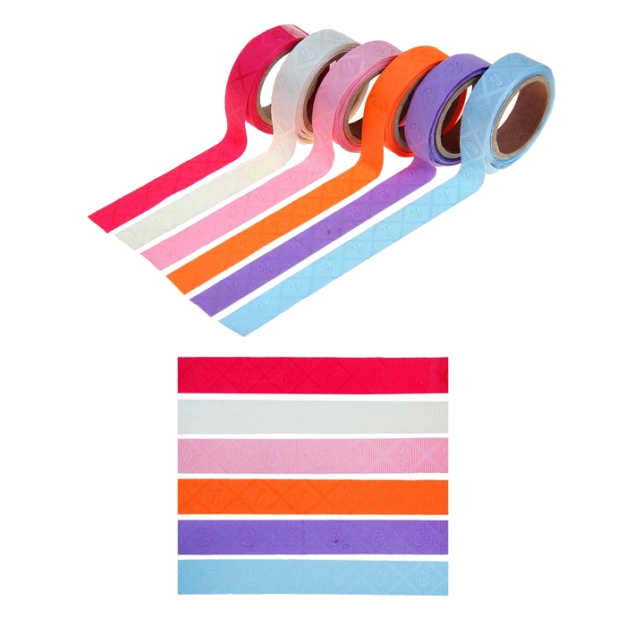 Клейкая лента декоративная текстиль "Сердце в сердце" МИКС