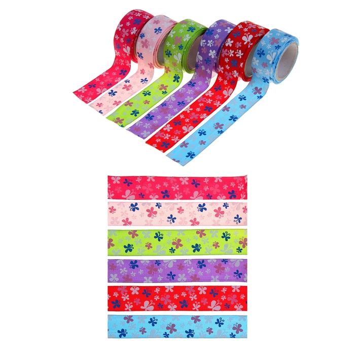 Клейкая лента декоративная текстиль "Бабочки" МИКС