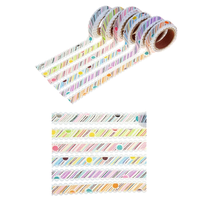 Клейкая лента декоративная текстиль "Полосатое настроение" МИКС
