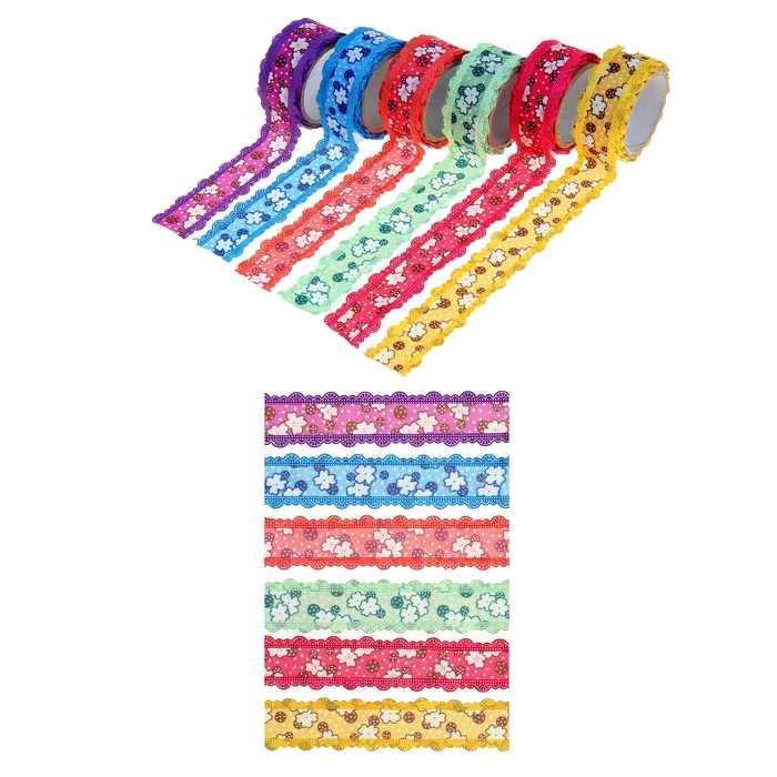 Клейкая лента декоративная текстиль "Яркость лета" МИКС