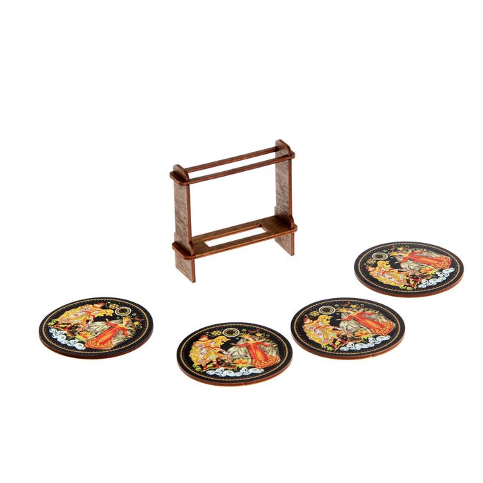 Набор подставок под горячее «Лебедь», палех, 4 шт