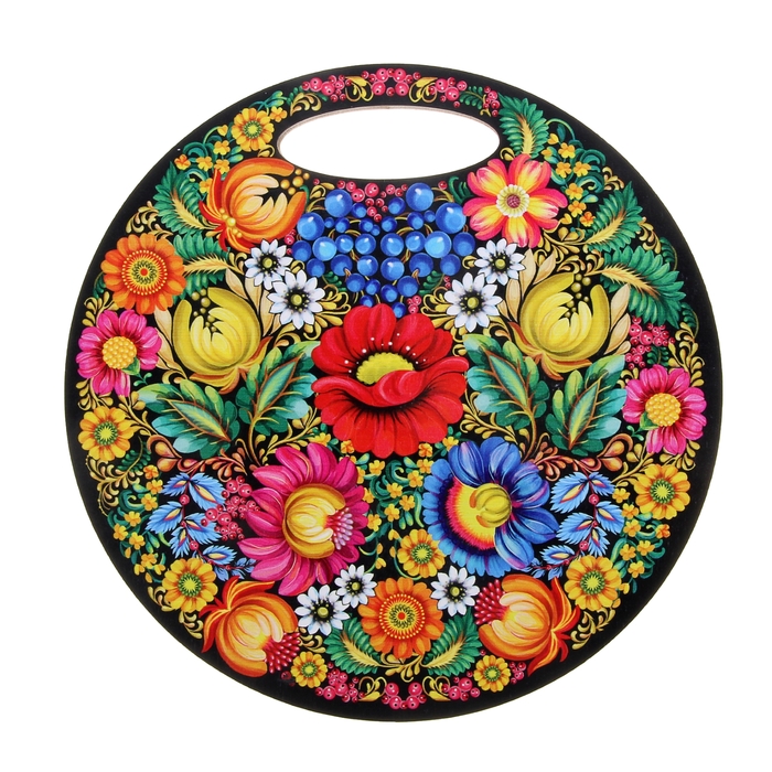 Доска разделочная «Цветы, петриковка, 25 см