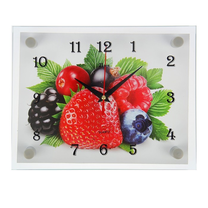 Часы настенные прямоугольные "Ягоды", 20х26 см микс