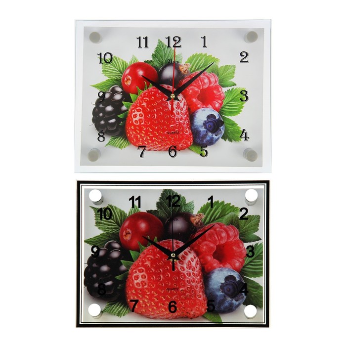 Часы настенные прямоугольные "Ягоды", 20х26 см микс