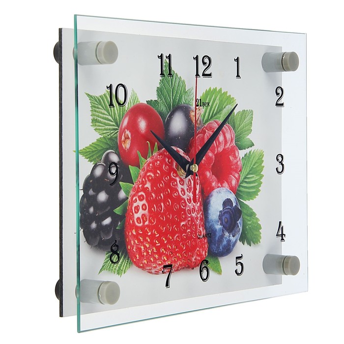 Часы настенные прямоугольные "Ягоды", 20х26 см микс