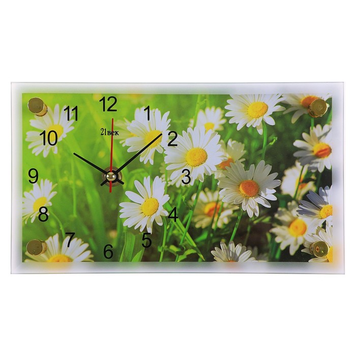 Часы настольные прямоугольные "Ромашки", 13х23 см микс