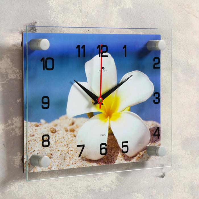 Часы настенные прямоугольные "Плюмерия на песке", 20х26 см микс