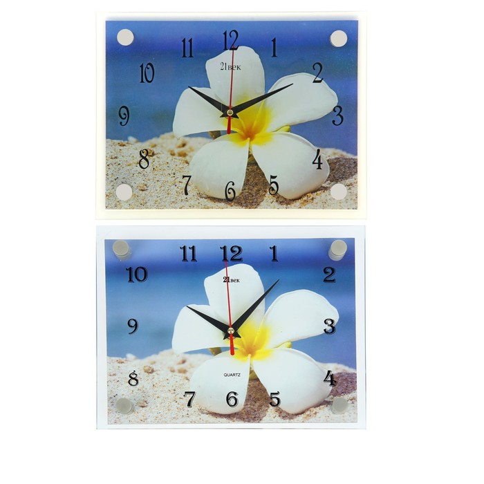 Часы настенные прямоугольные "Плюмерия на песке", 20х26 см микс