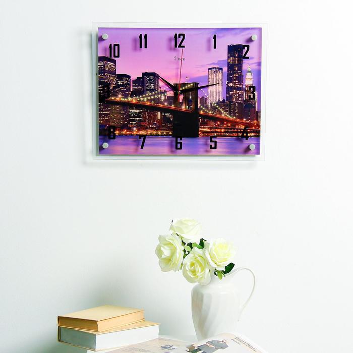 Часы настенные прямоугольные "Ночной город", 35х45 см микс
