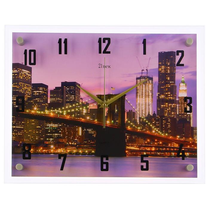 Часы настенные прямоугольные "Ночной город", 35х45 см микс