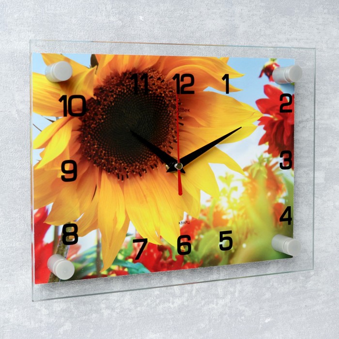 Часы настенные прямоугольные "Подсолнухи", 20х26 см микс