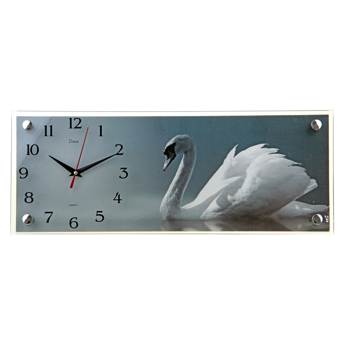 Часы настенные прямоугольные "Лебедь", 50х20 см микс