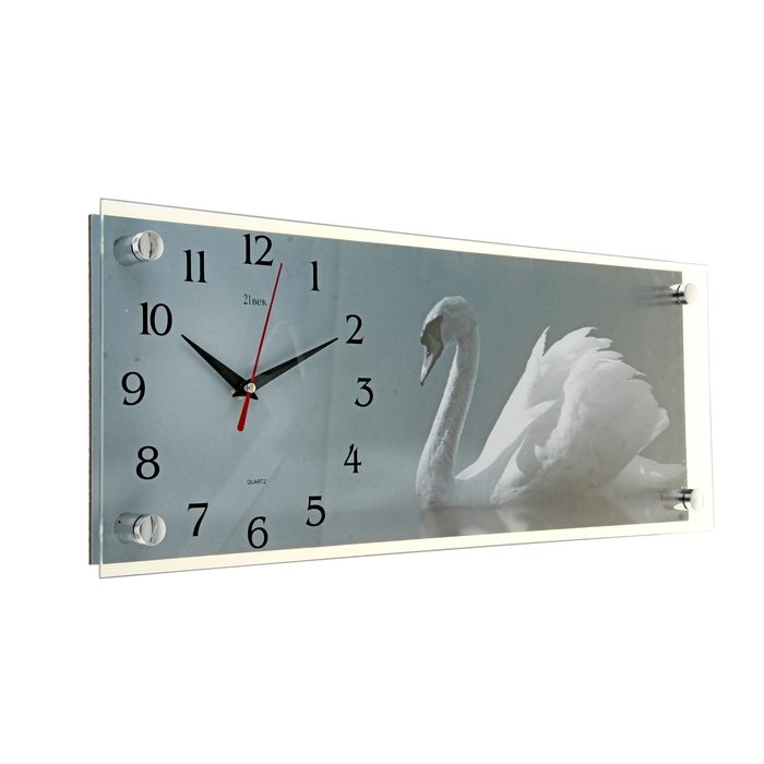 Часы настенные прямоугольные "Лебедь", 50х20 см микс