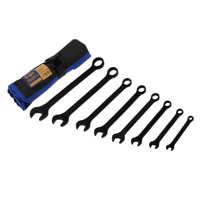 Набор ключей комбинированных в сумке ТУНДРА, фосфатированные, 6 - 19 мм, 8 шт. набор ключей комбинированных сибртех 15473 8 шт 6 19 мм фосфатированные гост
