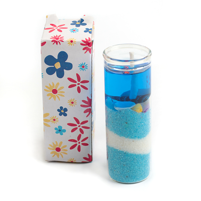 Свеча гелевая "Морской берег", цвет голубой