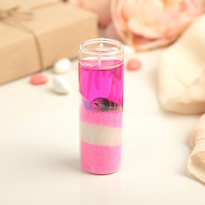 Свеча гелевая "Морской берег", цвет розовый