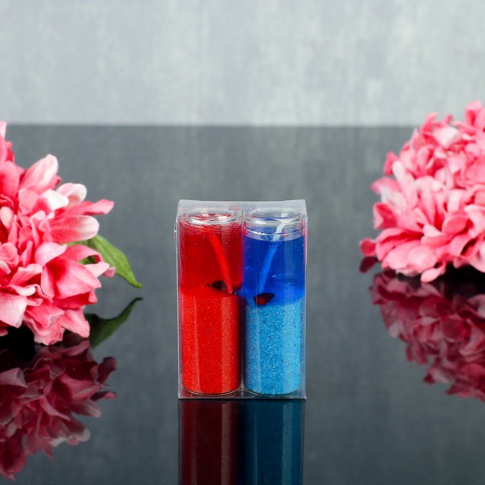 Свеча гелевая (набор 2 шт) "Побережье", цвет сине-красный