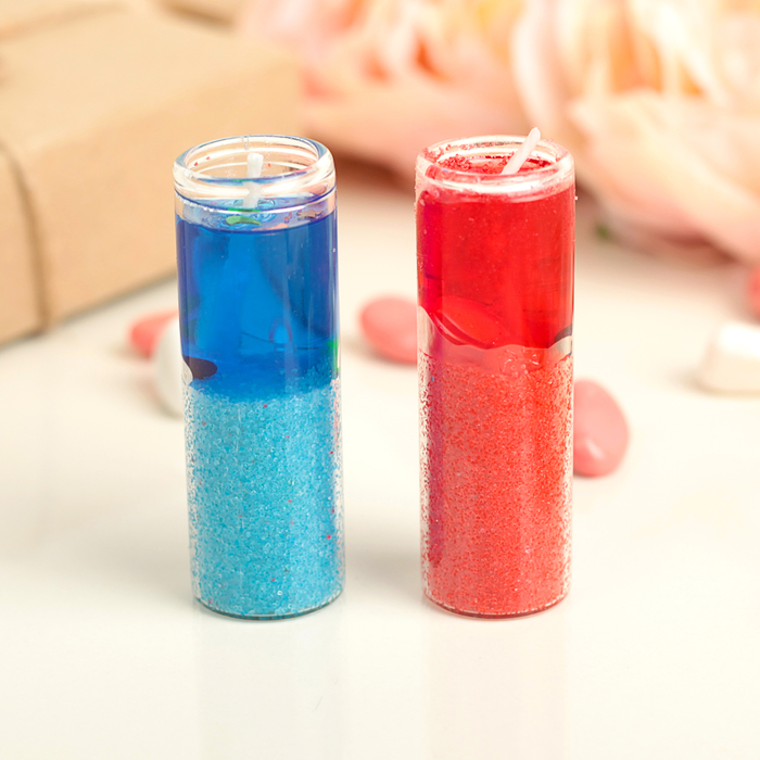 Свеча гелевая (набор 2 шт) "Побережье", цвет сине-красный