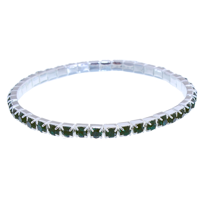 Браслет со стразами "Лёд" 1 ряд, цвет зелёный, 4 мм