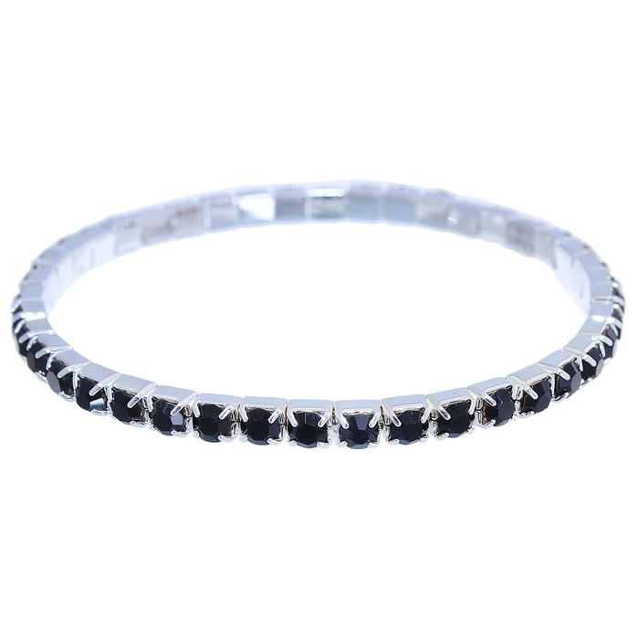 Браслет со стразами "Лёд" 1 ряд, цвет чёрный, 4 мм