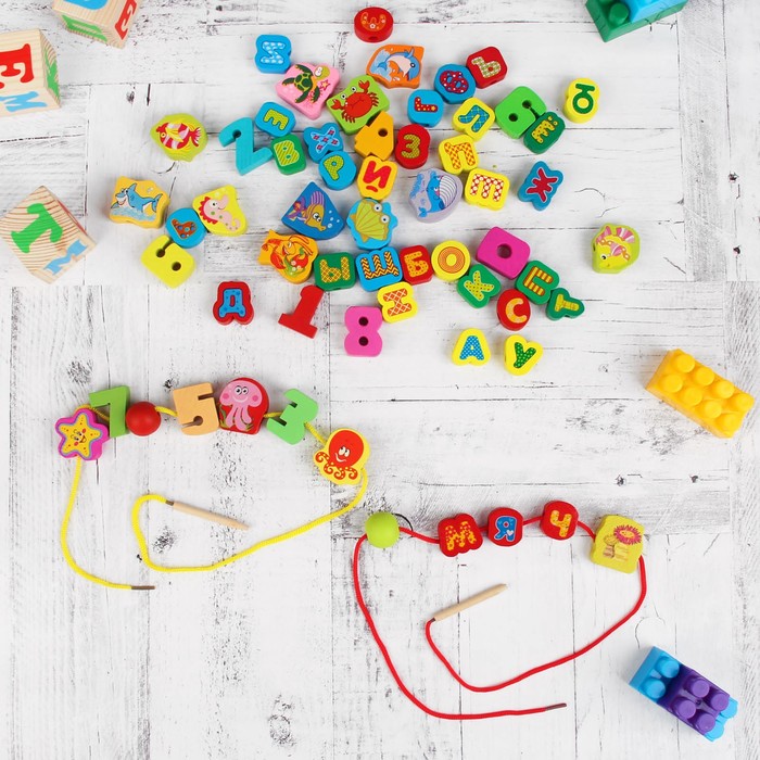 Шнуровка в банке "Мы познаём мир", 60 элементов, цвета МИКС