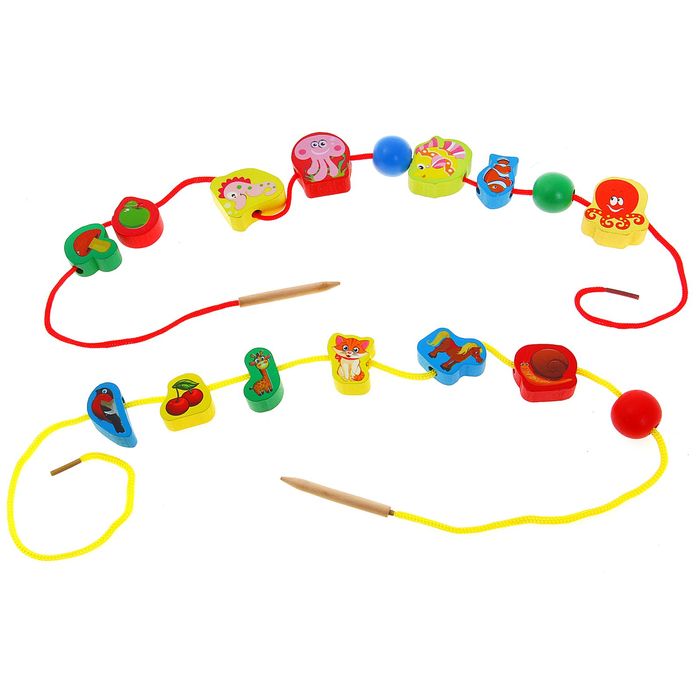 Шнуровка в банке "Изучаем животный мир", 60 элементов, цвета МИКС