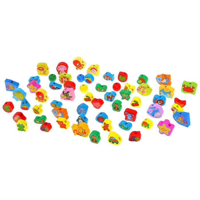 Шнуровка в банке "Изучаем животный мир", 60 элементов, цвета МИКС