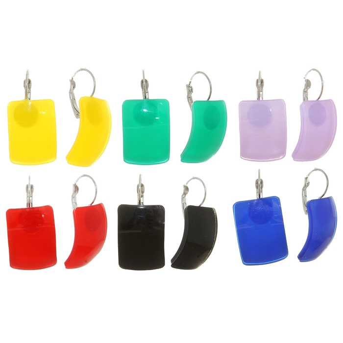 Серьги пластик "Прямоугольник" геометрия пластика, цвет МИКС