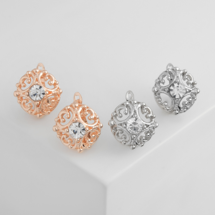 Серьги со стразами "Круг" ажурный винтаж, цвет МИКС