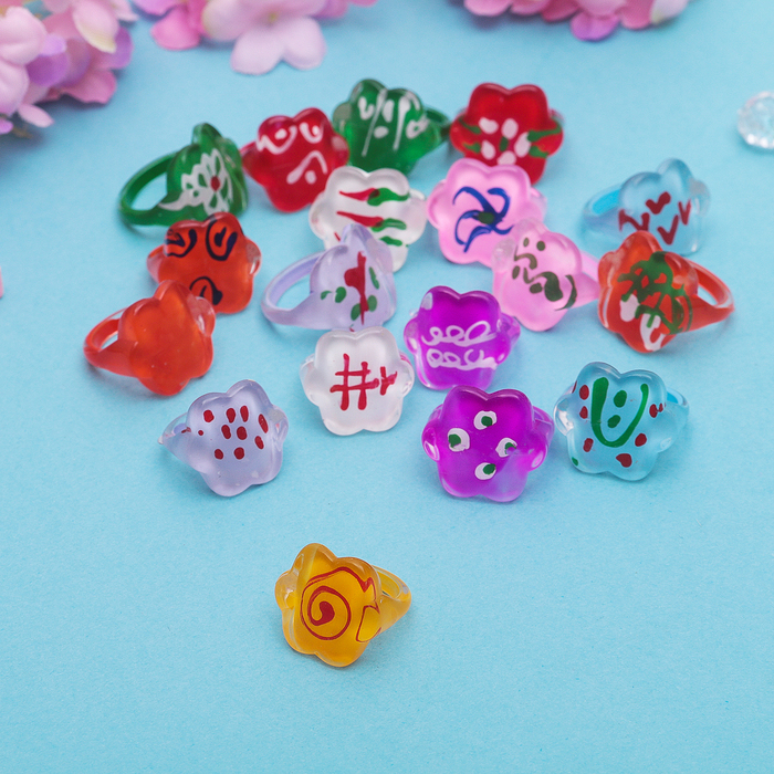 Кольцо детское "Выбражулька" цветочная абстракция, размер МИКС, цвет МИКС