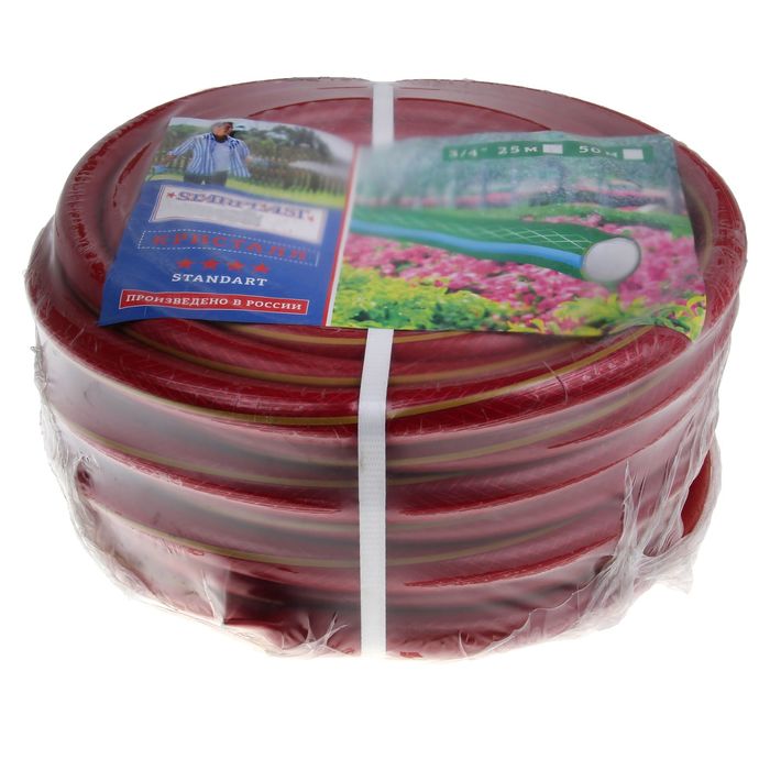 Шланг, ПВХ, d=19 мм (3/4"), L=25 м, 3-слойный, армированный, «Кристалл», цвет МИКС