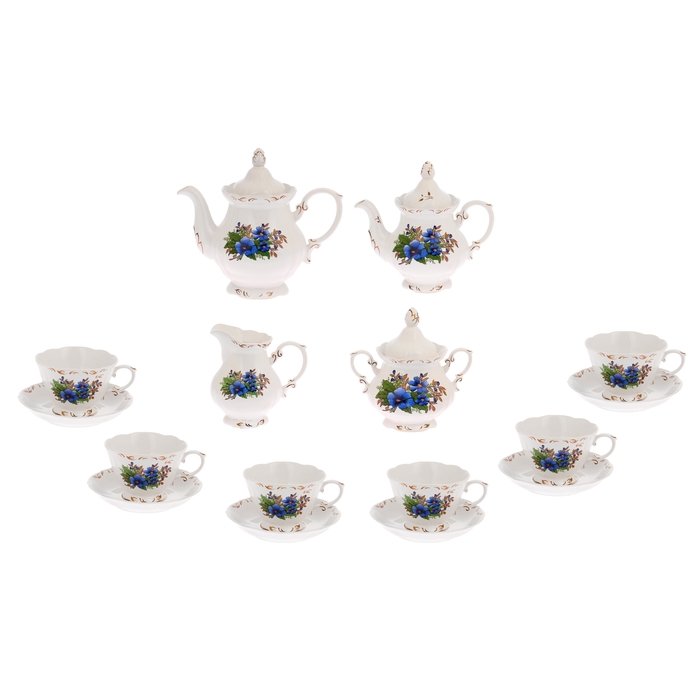 Сервиз чайный "Камелия" незабудка, 16 предметов