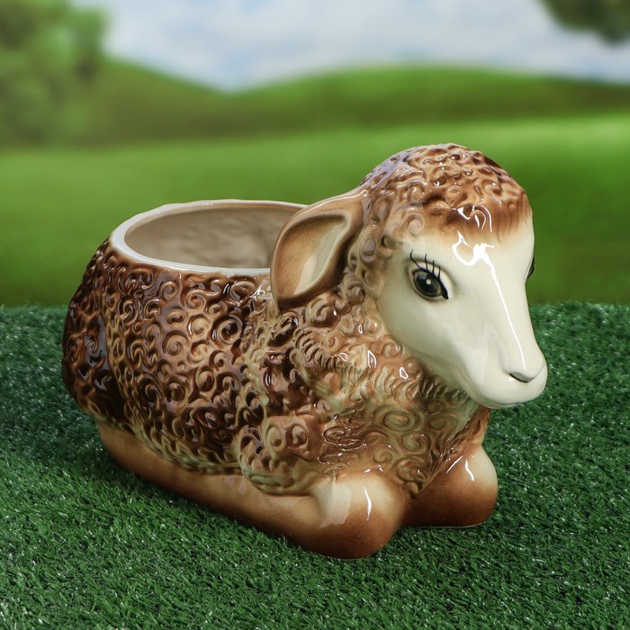 Фигурное кашпо "Коричневая овечка" 4 л