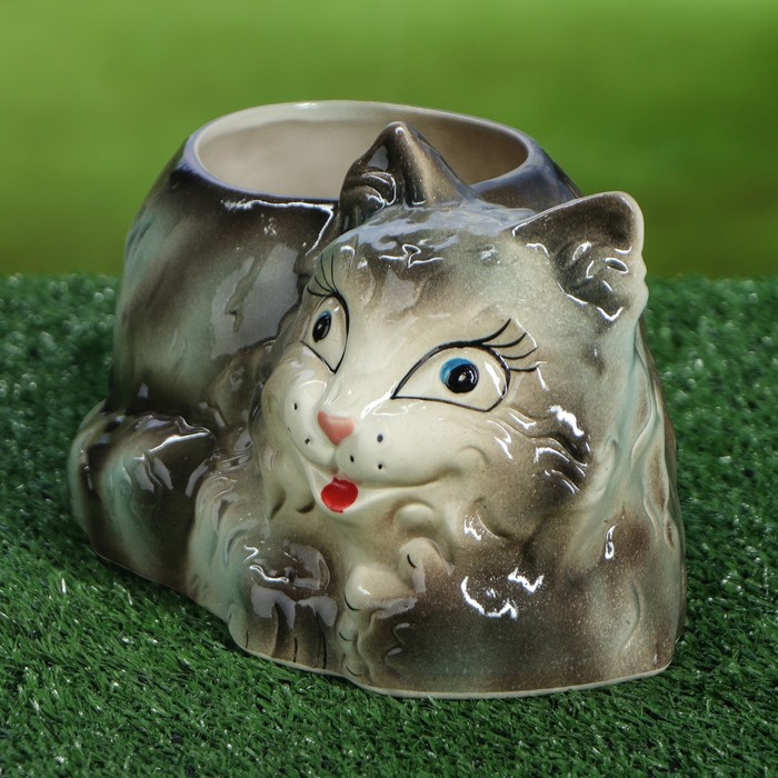 Фигурное кашпо "Кот" 2 л, микс