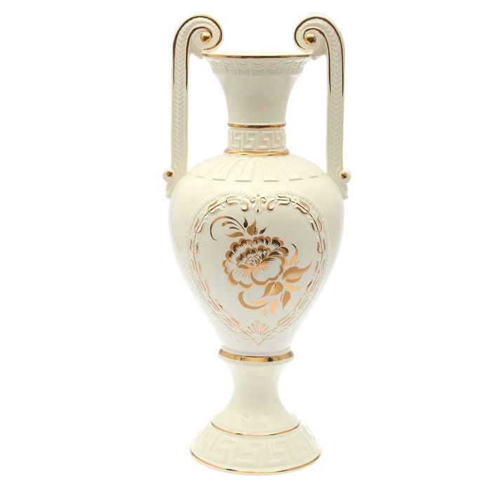 Ваза напольная "Афина" белая, золото