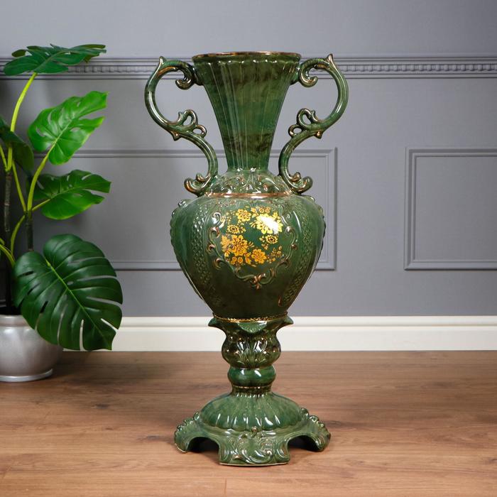 Ваза напольная "Валенсия" зелёный малахит