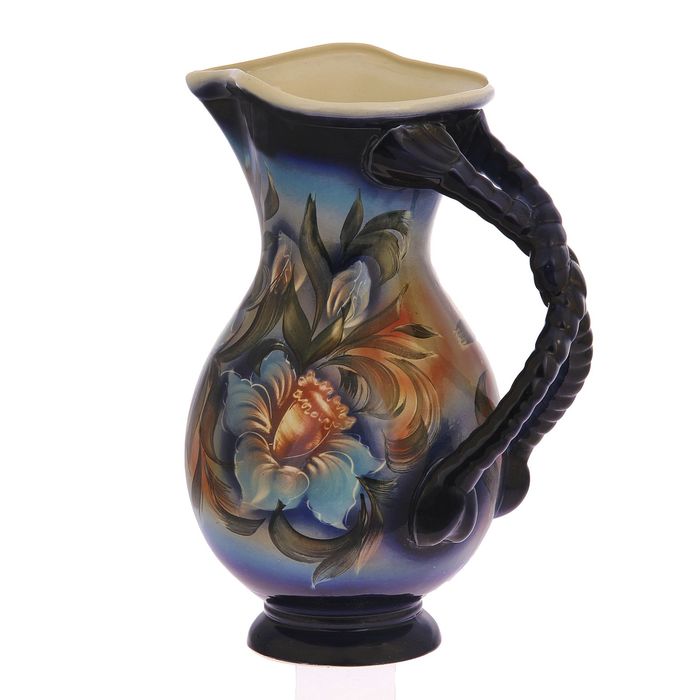 Ваза напольная "Кувшин" голубые цветы, кобальт