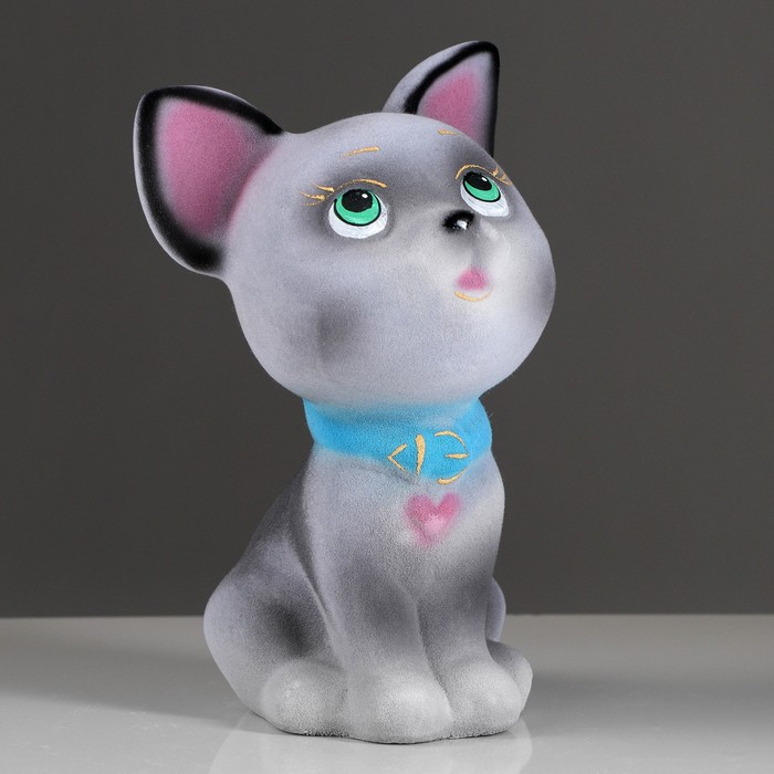 Копилка "Гаврик" флок, серая