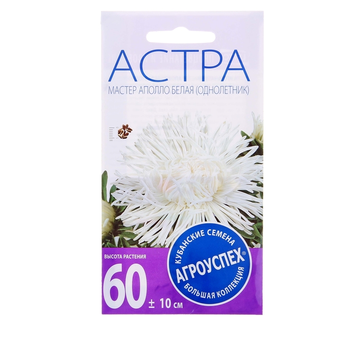 Семена цветов астра Мастер Аполло чисто-белая О 0,3г