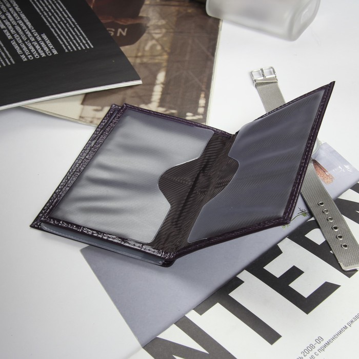 Обложка на автодокументы + паспорт, фиолетовый кайман