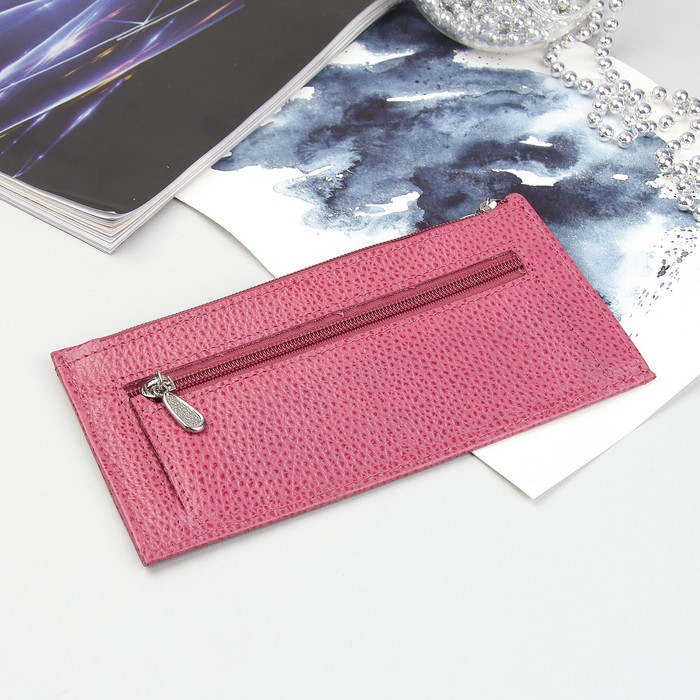 Кошелёк женский на молнии, 1 отдел, отдел для карт, наружный карман, фуксия флотер