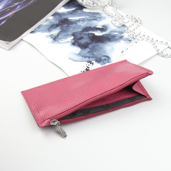 Кошелёк женский на молнии, 1 отдел, отдел для карт, наружный карман, фуксия флотер