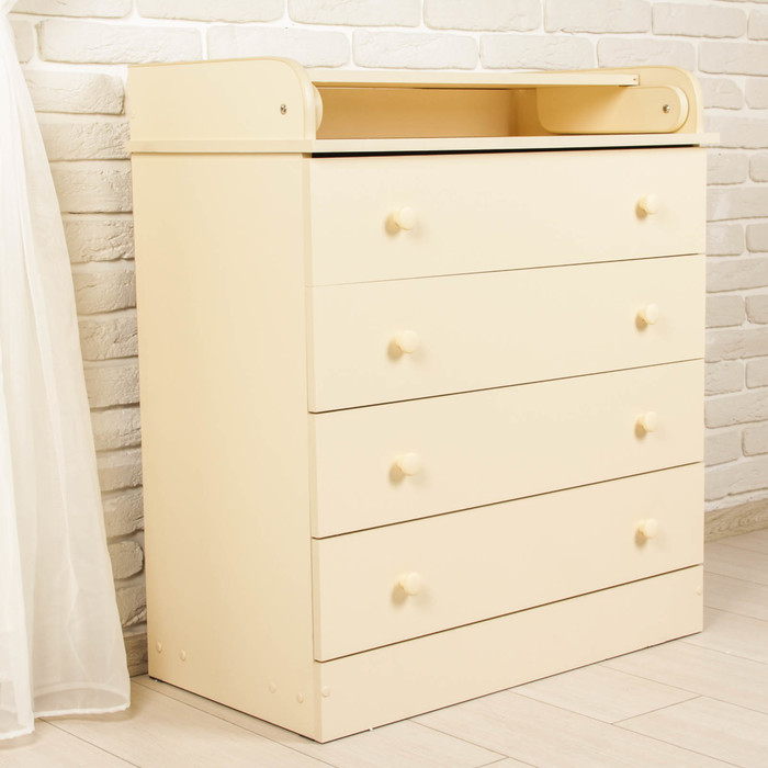 Комод детский пеленальный, 4 выдвижных ящика, цвет ваниль