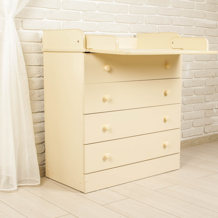 Комод детский пеленальный, 4 выдвижных ящика, цвет ваниль